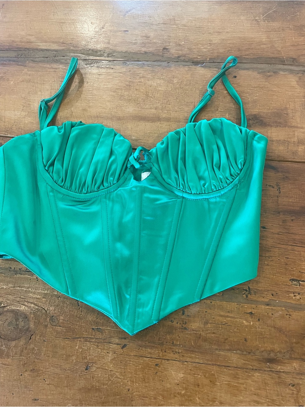 Princess Polly Teal Satin Corset Top